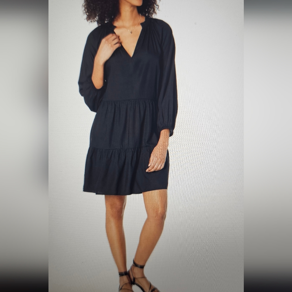 The Drop Womens @Caralynmirand Ruffle-Neck Tiered Mini Dress